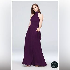David’s Bridal Halter Dress in Plum; Size 8 - SEE PHOTOS